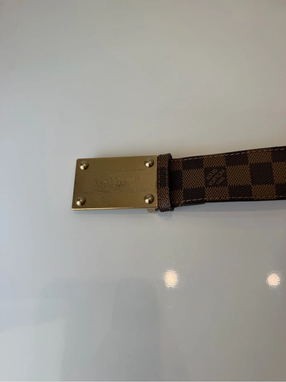 Louis Vuitton Brown Damier Ebene Inventeur Canvas Men's Belt